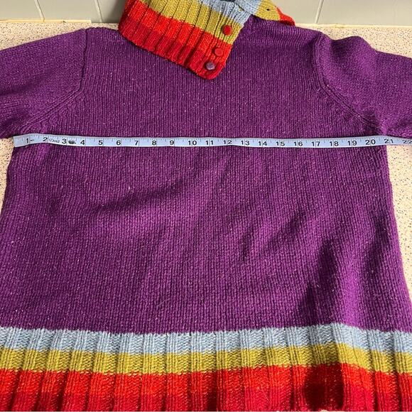 Nua Merino Wool Silk Sweater Striped Turtleneck Artsy Folk Purple Women's Size L - Picture 5 of 7